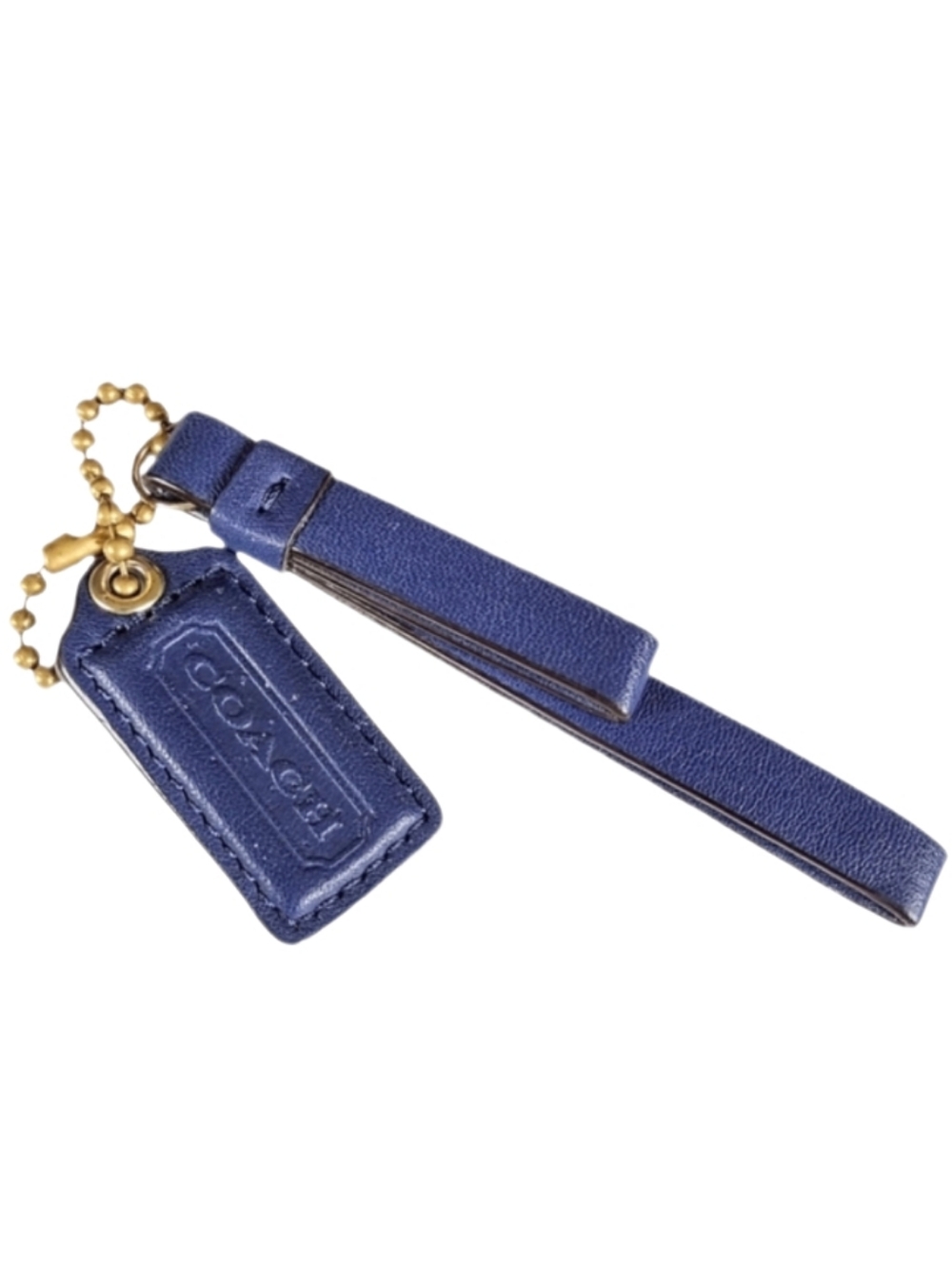 🌃 Coach Y2K Lacquer Blue Leather Hangtag Bag Charm Fob Keychain Zipper Pull Tag
